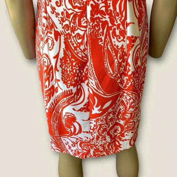 Perceptions New York Paisley Sleeveless Shift Tank Dress Stretchy Size 12 Coral - Picture 11 of 14